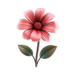 Wall Mural - beautiful pink flower with green leaves, symbolizing natures elegance and charm