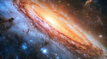 Wall Mural - a vibrant spiral galaxy with a bright core and dusty arms