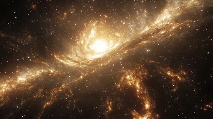 Wall Mural - golden spiral galaxy in a starry night sky
