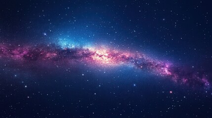 Wall Mural - a vibrant band of stars in the milky way galaxy against a dark blue night sky.