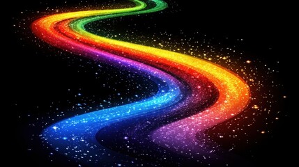 Wall Mural - Colorful Cosmic Pathway with Glittering Stars on Black Background