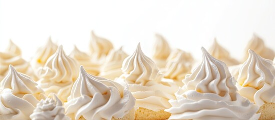 Leinwandbilder - French vanilla meringue cookie against a white background. with copy space image. Place for adding text or design