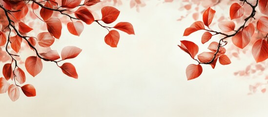 Leinwandbilder - Red leaves on the branches backdrop. with copy space image. Place for adding text or design