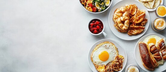 Aufkleber - Continental breakfast viewed from above. with copy space image. Place for adding text or design