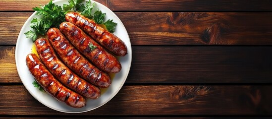 Aufkleber - Sausages grilled on the plate. with copy space image. Place for adding text or design