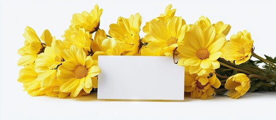 Aufkleber - Fresh yellow flowers and a blank tag for your text. with copy space image. Place for adding text or design