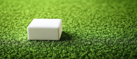Wall Mural - nisa letter block positioned on a green carpet. with copy space image. place for adding text or desi