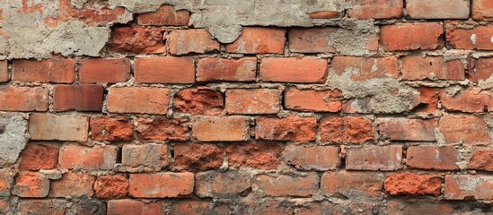 Poster - The surface of the aged red brick wall Aged red brick Copy space