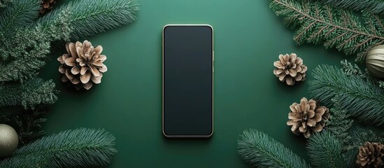 Fototapete - Christmas Tree Decoration With devices Help foster a festive atmosphere To make it more engaging. with copy space image. Place for adding text or design