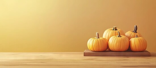 Poster - Mini pumpkins and a plaque sign with available copy space Suitable for Thanksgiving or Halloween themes