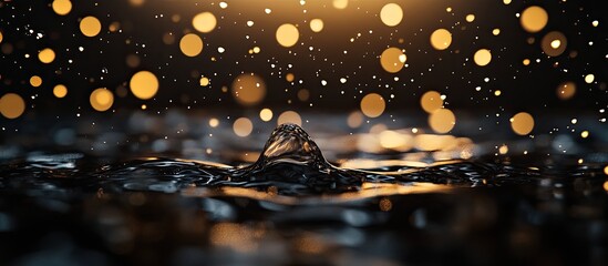 Aufkleber - water droplets with splashes on a dark background illuminated from behind. with copy space image. Place for adding text or design