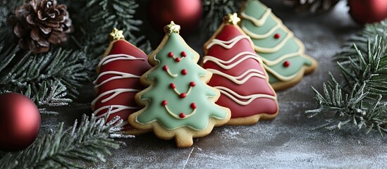 Fototapete - Handcrafted cookies for Christmas and New Year. with copy space image. Place for adding text or design