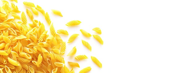 Fototapete - dried pasta food abstract border on a white background. with copy space image. place for adding text
