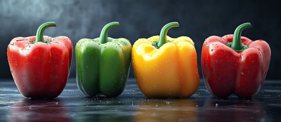 Fototapete - tri color bell peppers. with copy space image. Place for adding text or design