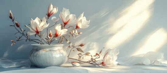 Leinwandbilder - Background and still life floral composition. with copy space image. Place for adding text or design