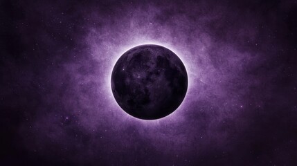 Wall Mural - Purple Nebula and Eclipse Moon Mystical Cosmic Scene