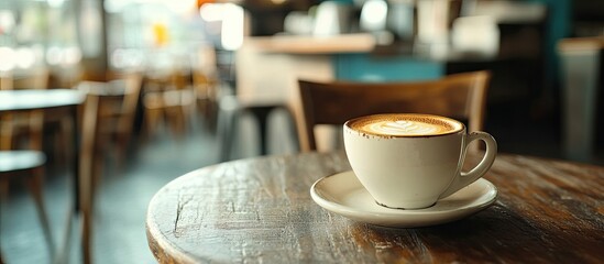 Aufkleber - Coffee cup in a cafe vintage style images. with copy space image. Place for adding text or design