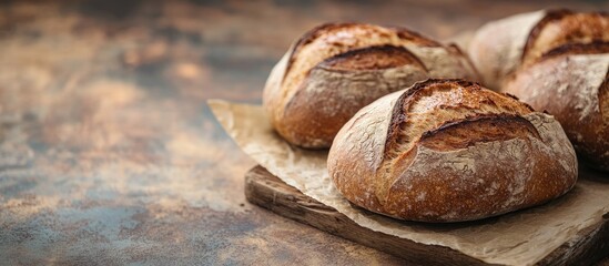 Leinwandbilder - Buckwheat bread gluten free pastry in a rustic style background selective focus Copy space