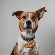 © Orangzaib - A dog sitting patiently with a treat on its nose on a white background.