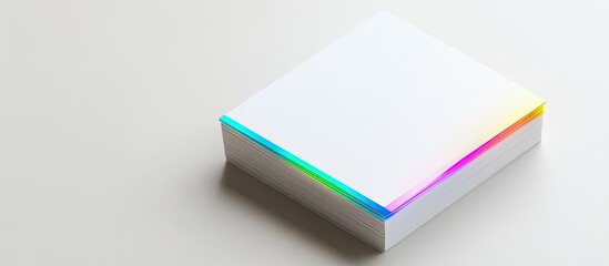Leinwandbilder - thick white cotton paper business card mockup featuring rainbow foil on the edges. with copy space image. Place for adding text or design