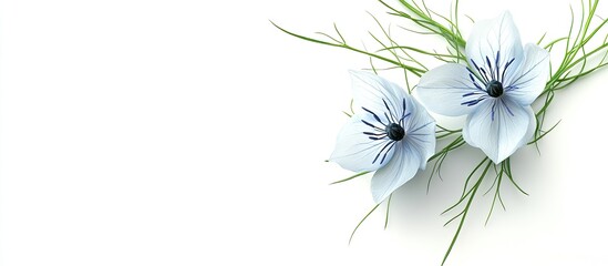 Leinwandbilder - Close up of Nigella flower on a white background. with copy space image. Place for adding text or design
