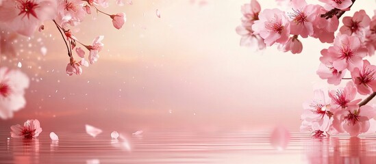 Aufkleber - Japanese cherry blossoms. with copy space image. Place for adding text or design