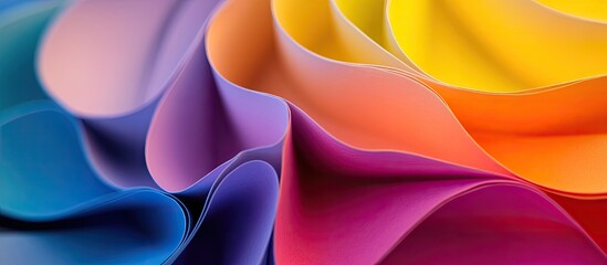 Leinwandbilder - Background macro image of a vibrant origami pattern created from curved sheets of paper. with copy space image. Place for adding text or design