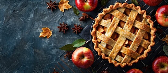 Aufkleber - Homemade Organic Apple Pie Dessert Prepared for Enjoyment. with copy space image. Place for adding text or design