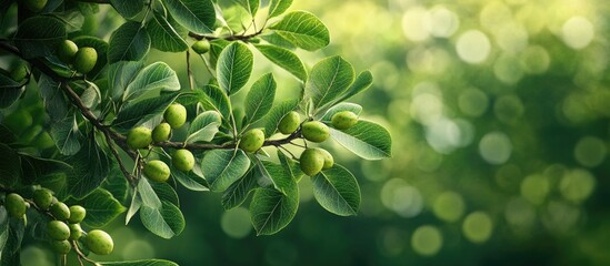 Wall Mural - branches of the caucasian walnut tree or pterocarya fraxinifolia part of the juglandaceae family fou