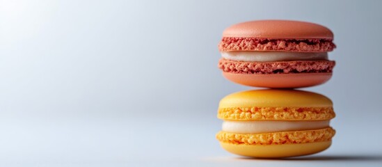 Fototapete - macaroon dessert buffet dishes catering food for parties at restaurants mini canapes snacks and appetizers. with copy space image. Place for adding text or design