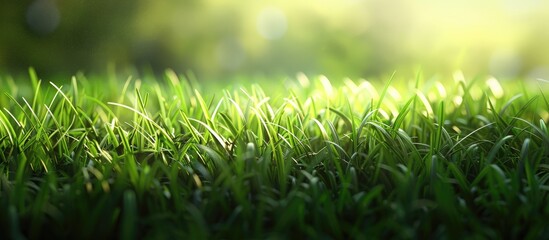 Leinwandbilder - Background of newly grown grass shallow depth of field. with copy space image. Place for adding text or design