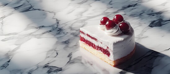 Aufkleber - a piece of cake on a marble floor. with copy space image. Place for adding text or design