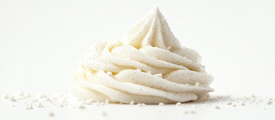 Poster - French vanilla meringue cookie against a white background. with copy space image. Place for adding text or design