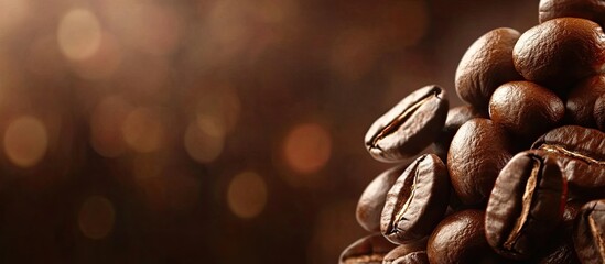 Leinwandbilder - Background of Roasted Coffee Beans. with copy space image. Place for adding text or design