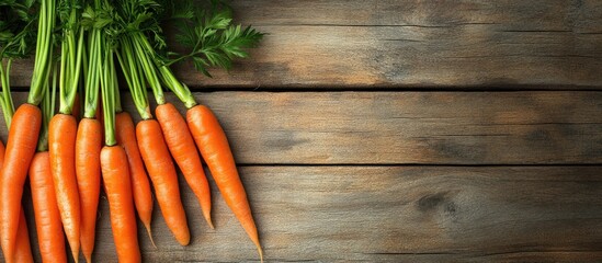 Aufkleber - Close up of carrots on a wooden background. with copy space image. Place for adding text or design