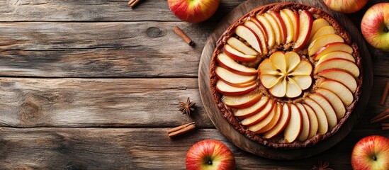 Aufkleber - Delicious homemade apple cake with cinnamon Copy space