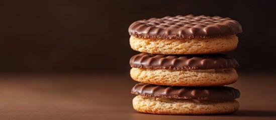 Fototapete - Chocolate cream biscuits. with copy space image. Place for adding text or design