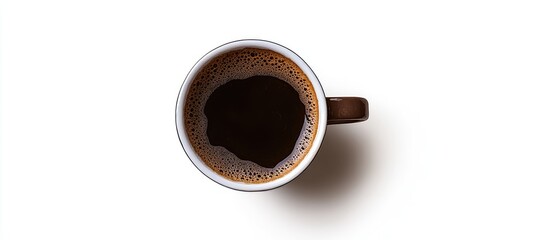 Aufkleber - black coffee in a coffee mug viewed from above isolated on a white background with clipping path. with copy space image. Place for adding text or design