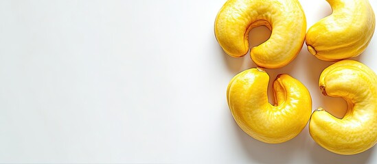 Wall Mural - Ripe yellow cashew fruit on a white background. with copy space image. Place for adding text or design