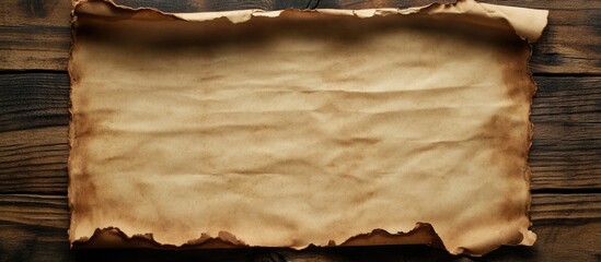 Leinwandbilder - An empty vintage sheet of paper on a wooden desk. with copy space image. Place for adding text or design