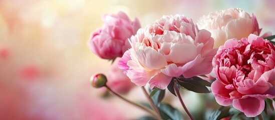 Aufkleber - Lovely peony flowers on a colorful background with room for text. with copy space image. Place for adding text or design