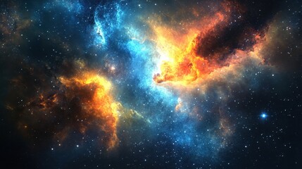 Wall Mural - a cosmic collision of vibrant nebulas, bathed in the glow of distant stars