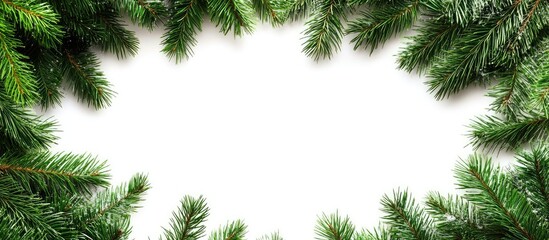 Leinwandbilder - Christmas frame created from Christmas tree branches with isolated copy space