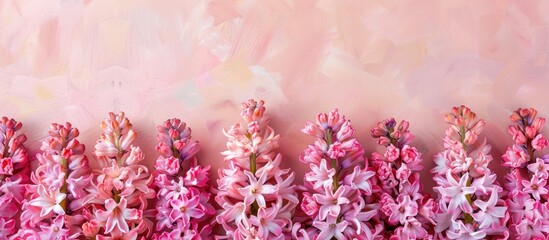 Aufkleber - Collage of pink hyacinth colors on a background. with copy space image. Place for adding text or design