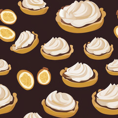 Wall Mural - Banoffee Pie flat illustration icons, Banoffee Pie continuous icon pattern