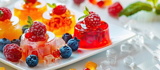 Aufkleber - cake and sweet gelatin on a white background. with copy space image. Place for adding text or design