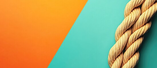 Leinwandbilder - Long rope against a colored background. with copy space image. Place for adding text or design
