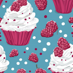 Poster - Raspberry Fool continuous icon pattern, Raspberry Fool repeating background