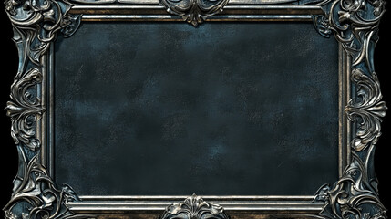 Wall Mural - medieval ui game frame metal border for button. fancy vintage ornament for rpg app in royal style. i