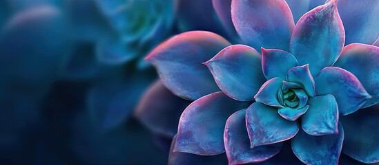 Poster - A succulent that features blue purple and green hues. with copy space image. Place for adding text or design